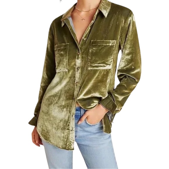 Anthropologie Tops - Maeve by Anthropologie Karina Velvet Button Down Shirt (0 P)